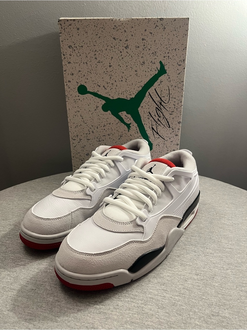 Nike Air Jordan 4 RM White Varsity Fire Red Black Men Shoe Size 10.5 FQ7939-102​